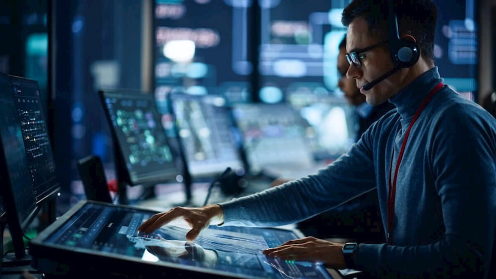 a man working at a computer