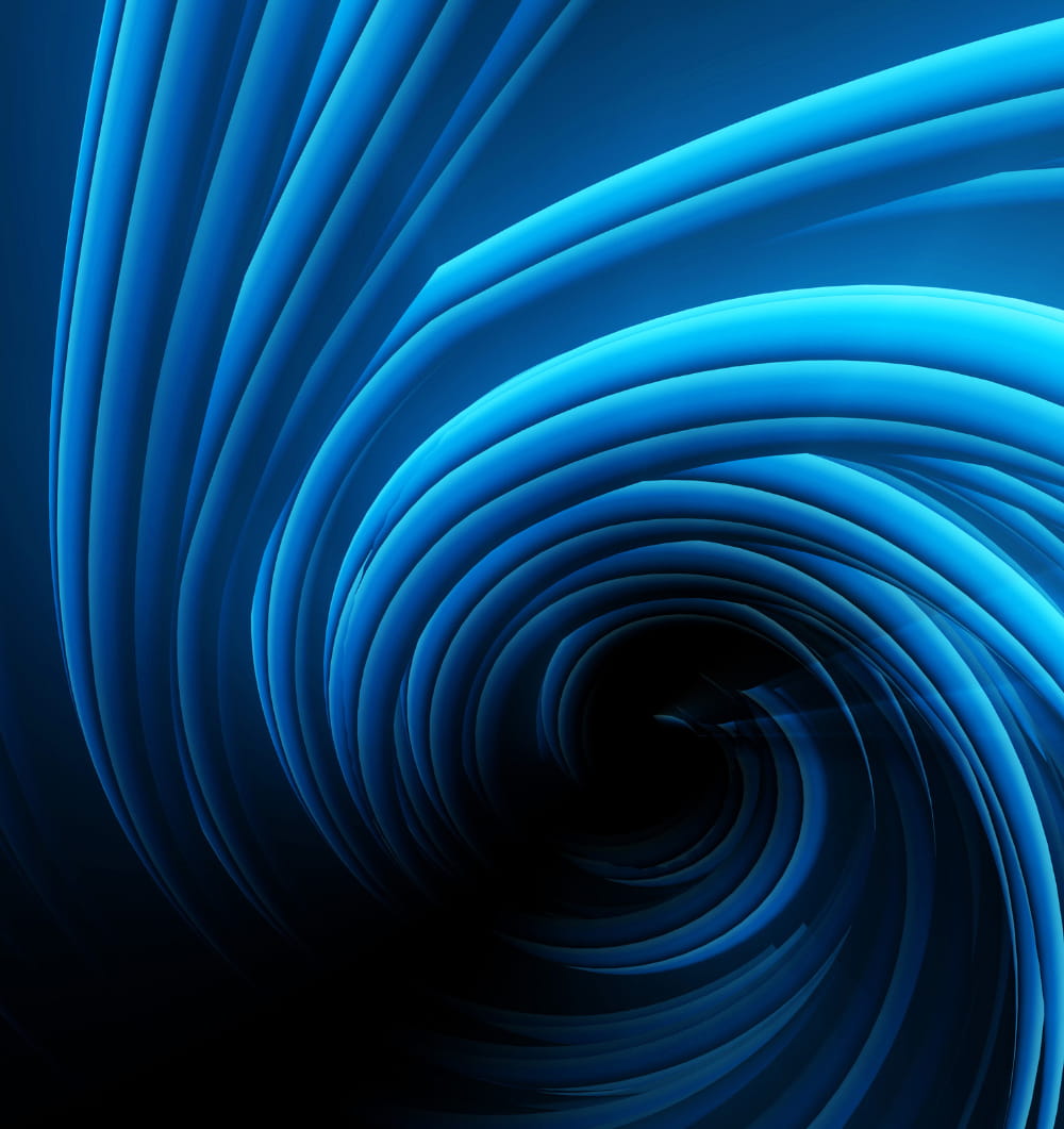 a blue spiral with a black background