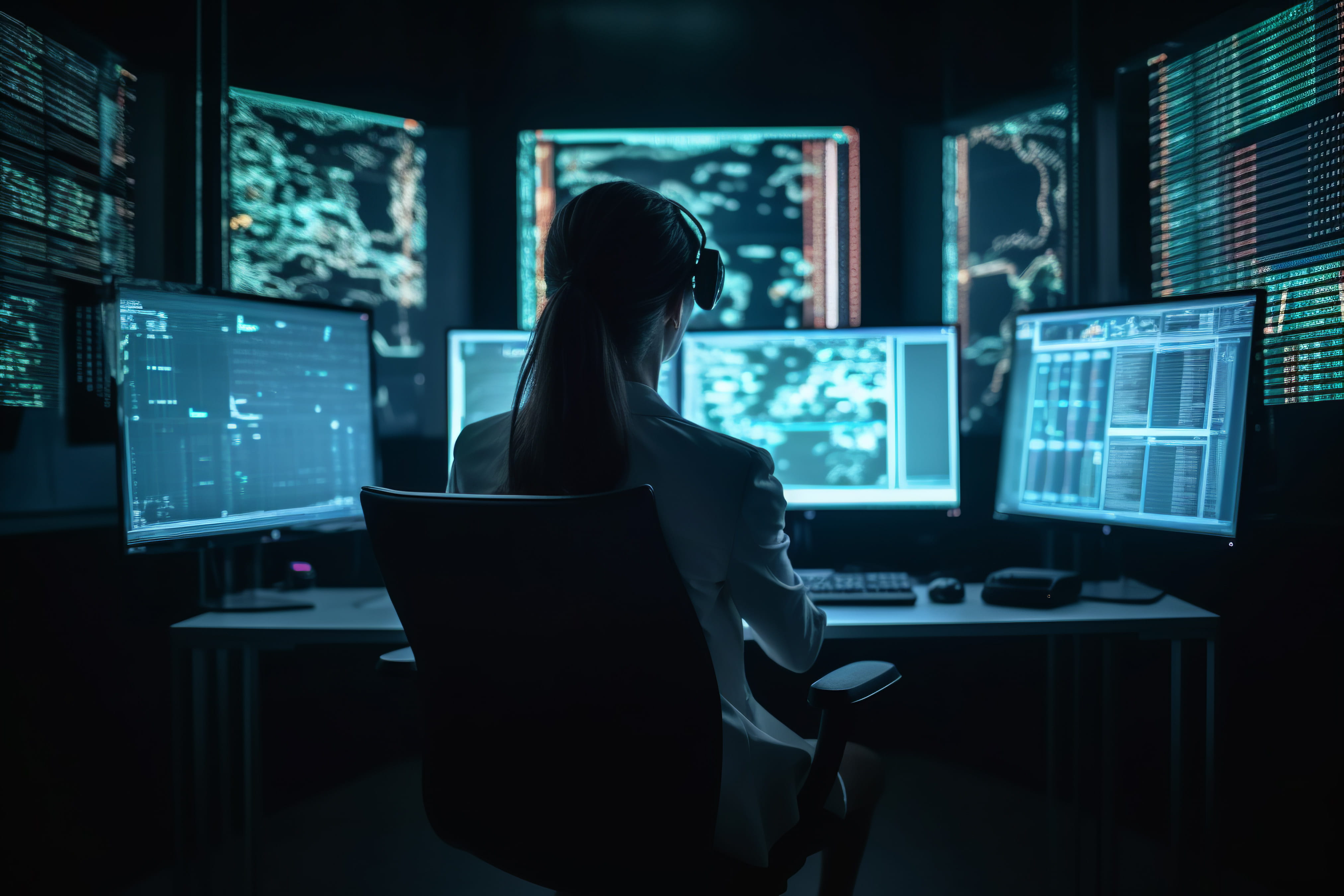 Mulher profissional de cybersecurity