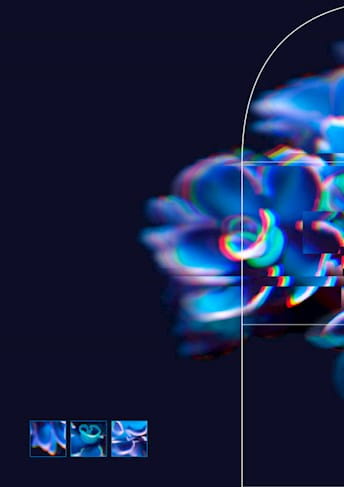 Es una flor azul con un fondo negro