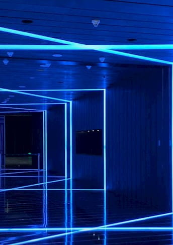 Hall with blue lights