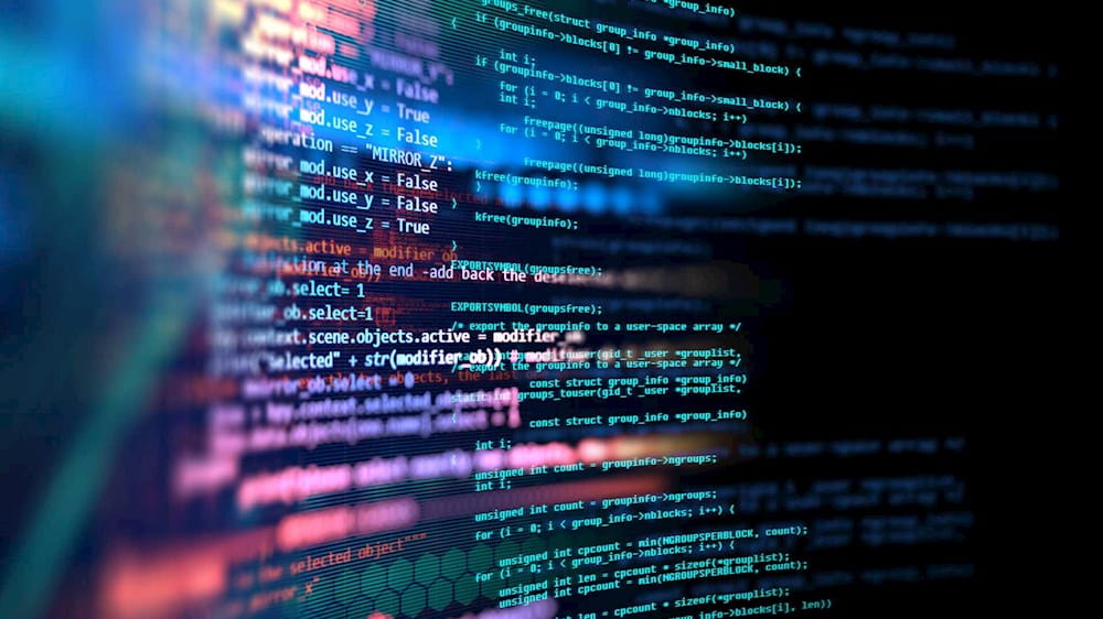 string of code on monitor