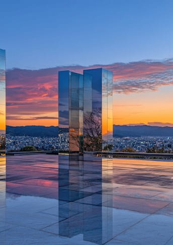 City view with tall buildings and sky