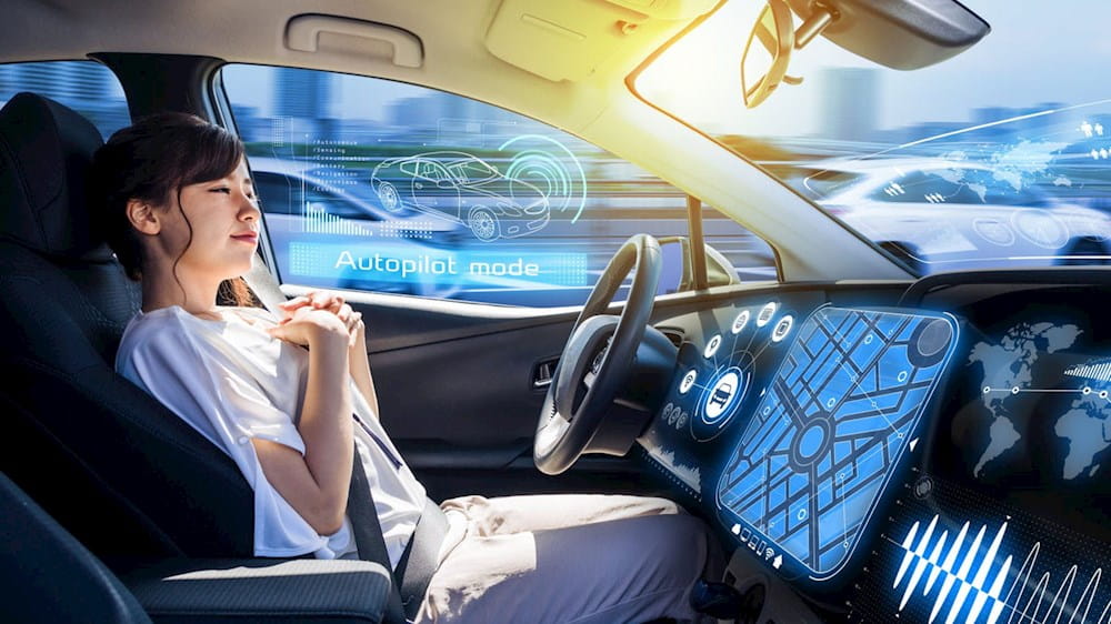Woman driving car