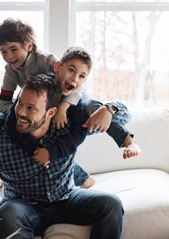 Man and children