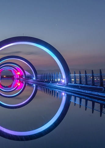 Modern bridge on body of water