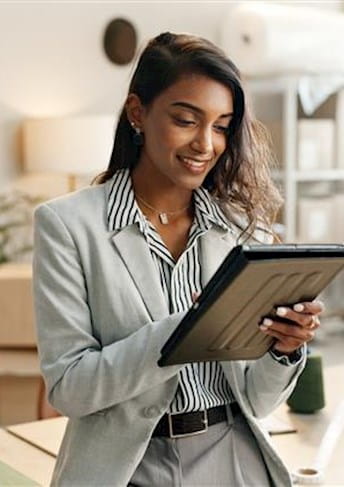 Woman reading from tablet