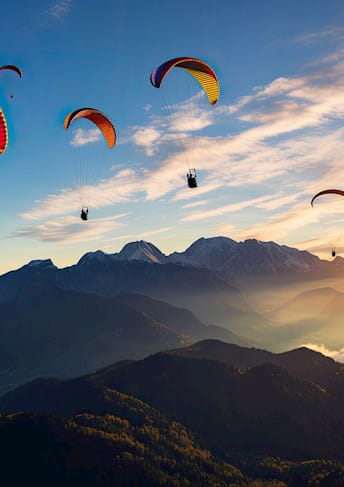 Parachutes in the sky