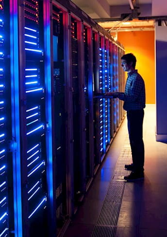 Man in data center