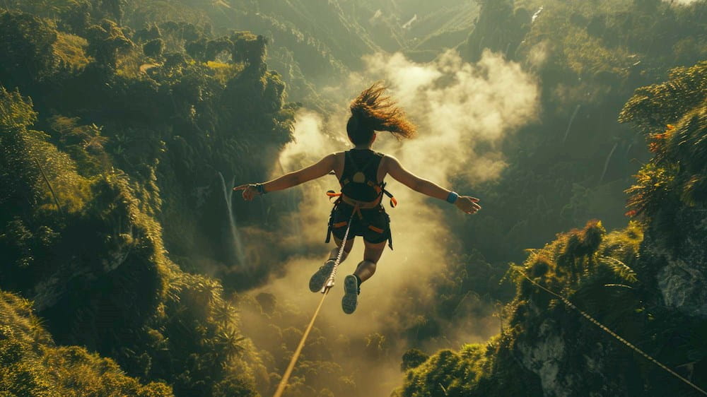 Mädchen beim Bungee-Jumping