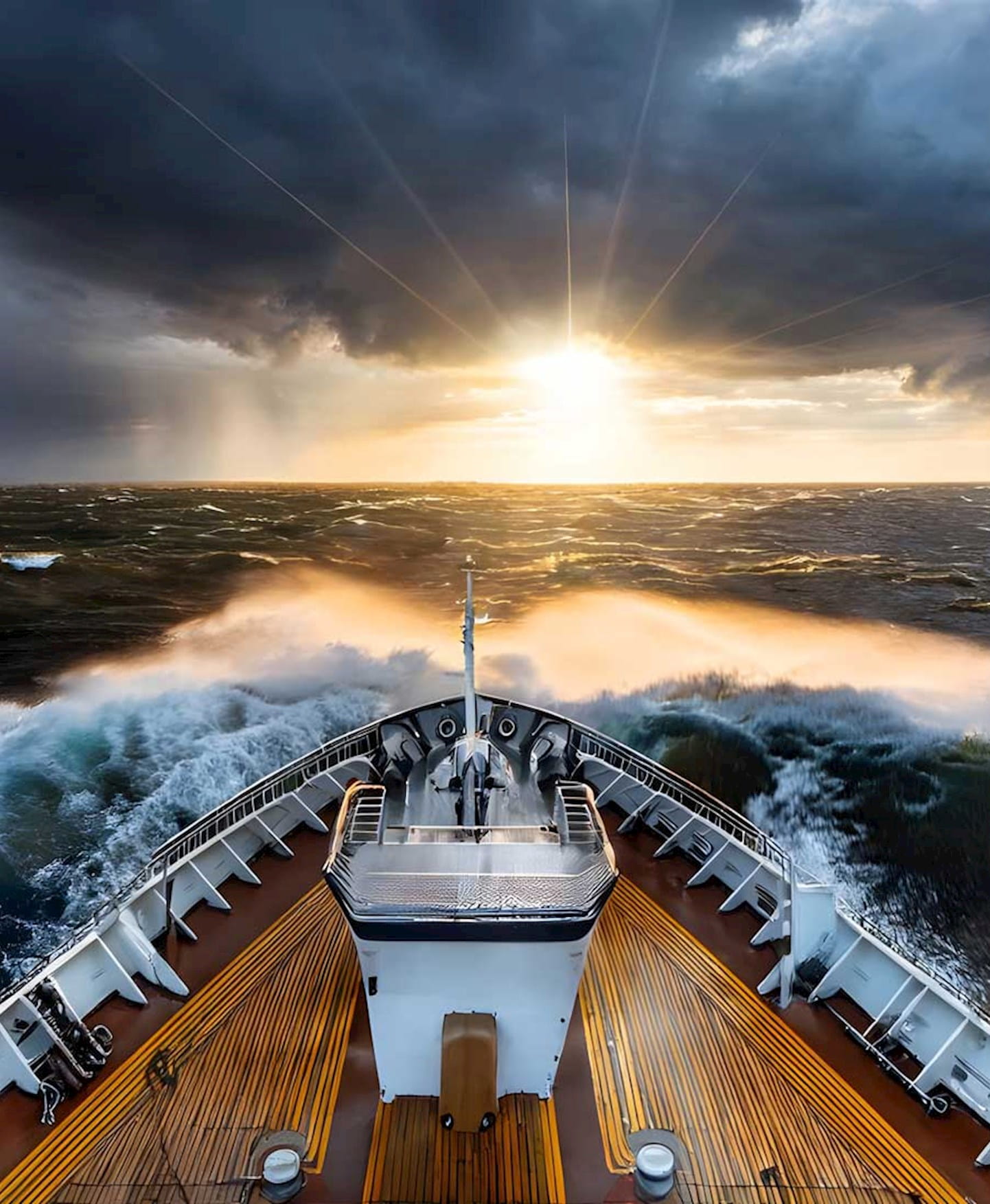 Barco navegando al amanecer
