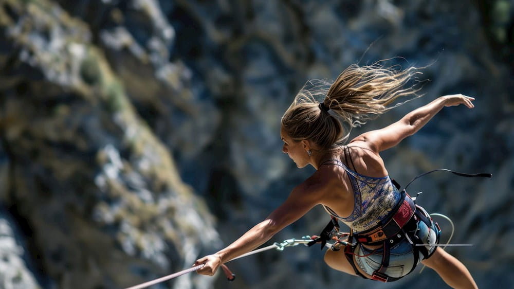 Girl climbing a mountain