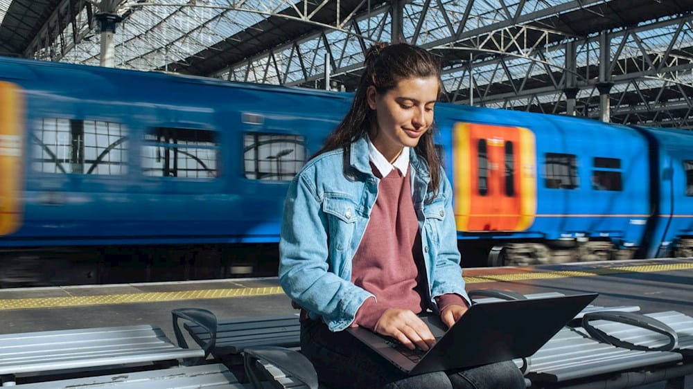 woman at train station
