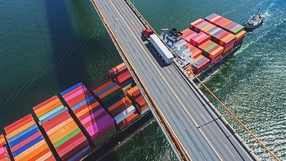 Container ship at sea
