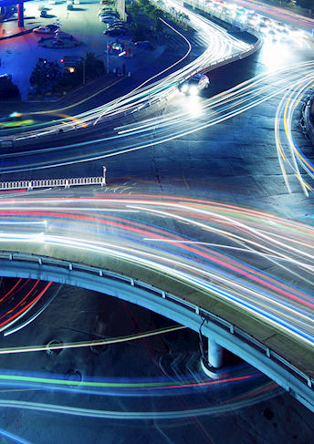 car lights at an intersection