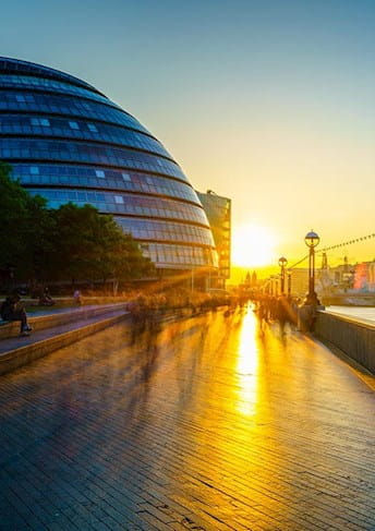 Sunset on a London riverside