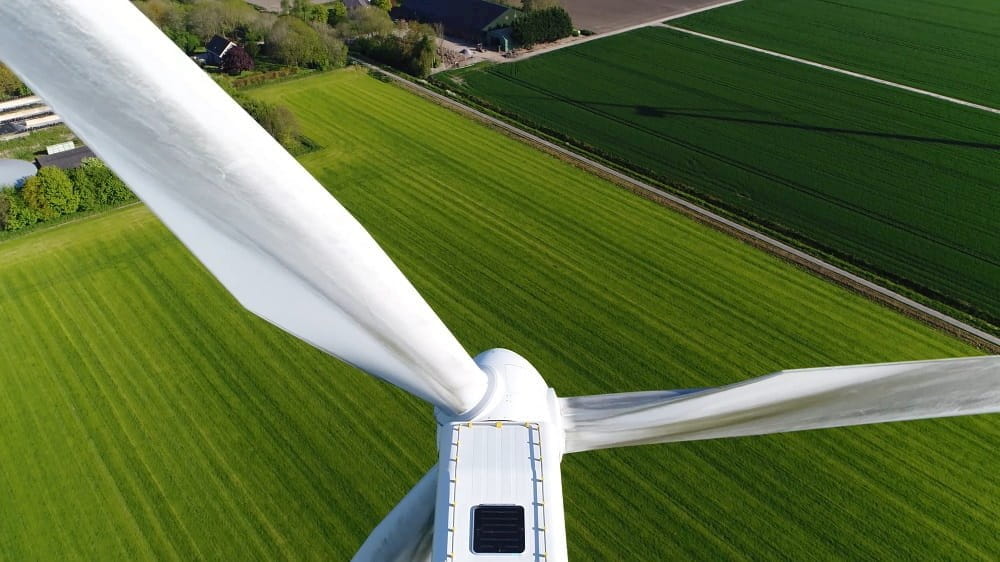 Sustainable energy - wind turbine on field