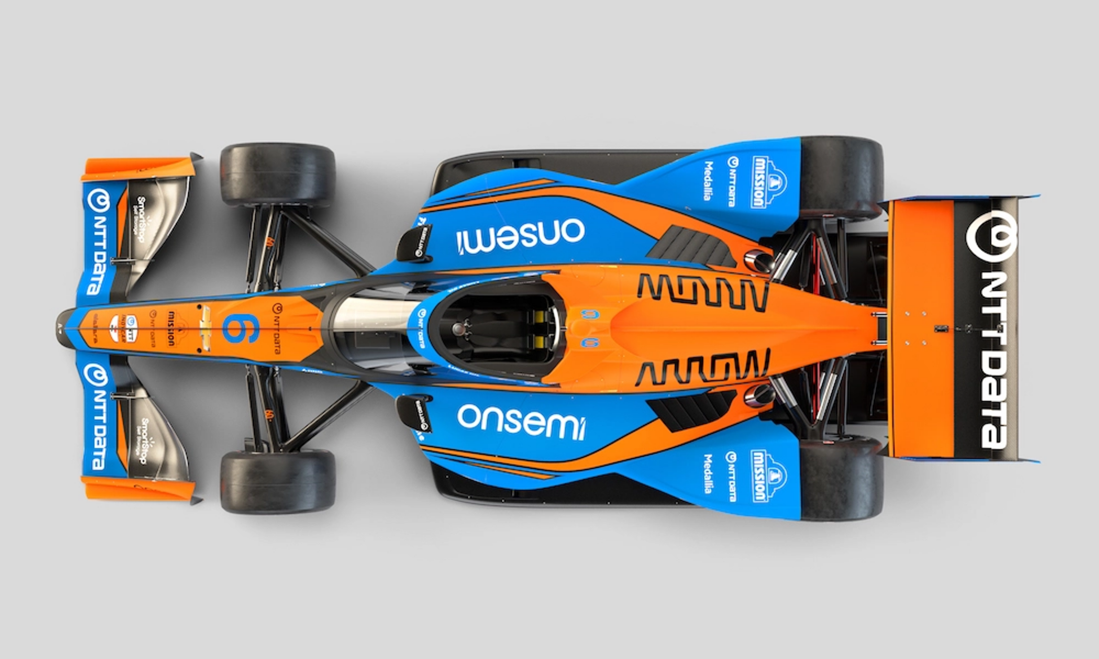 an orange and blue racing car
