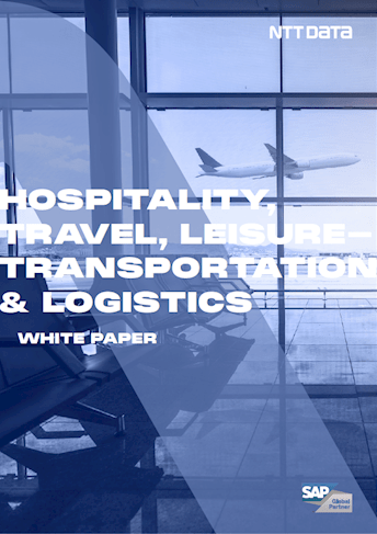 the cover of a white paper on hospitality, travel, leisure and logistics