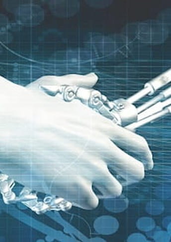 Robots shaking hands