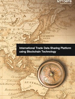 The front cover of the Global Blockchain paper with a compass on a map